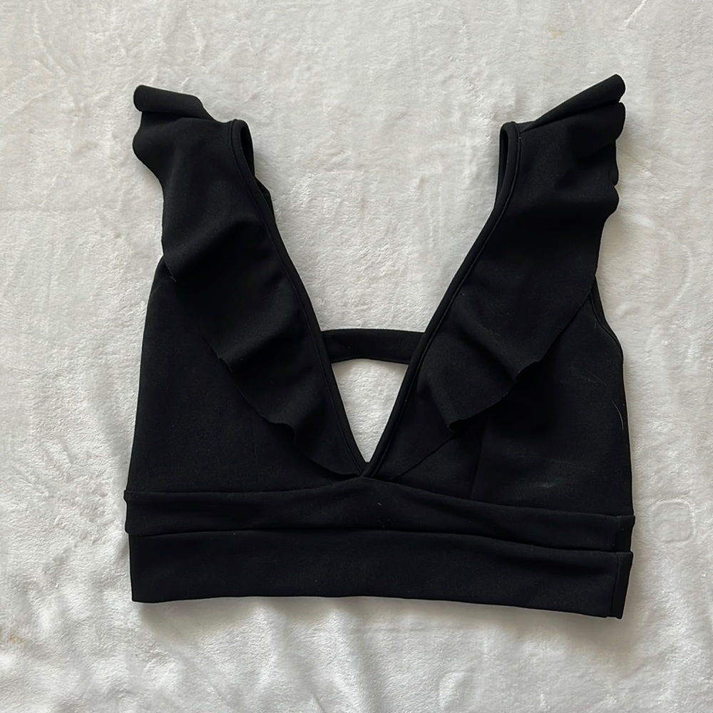 Black V Neck Crop Top